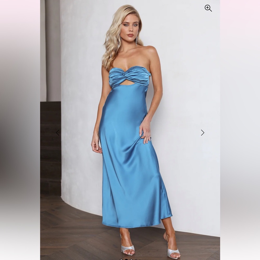 Hello Molly Up And Downs Satin Maxi Dress Blue
